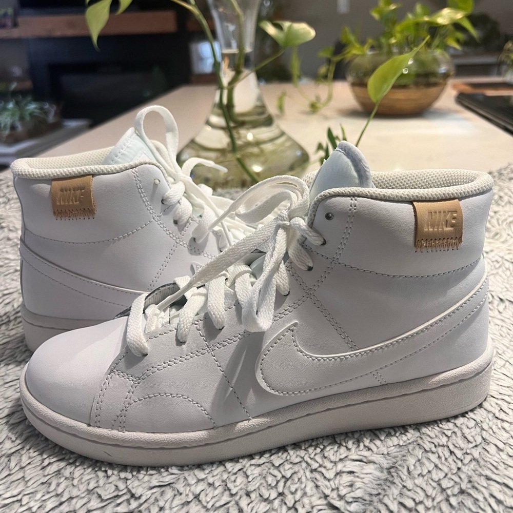 Nike White and Tan High-Top Sneakers